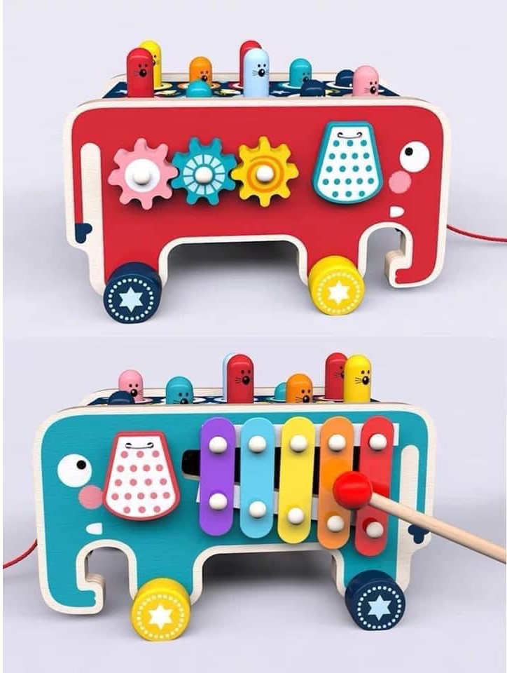 Bộ đồ chơi đập chuột xe bus Happy
