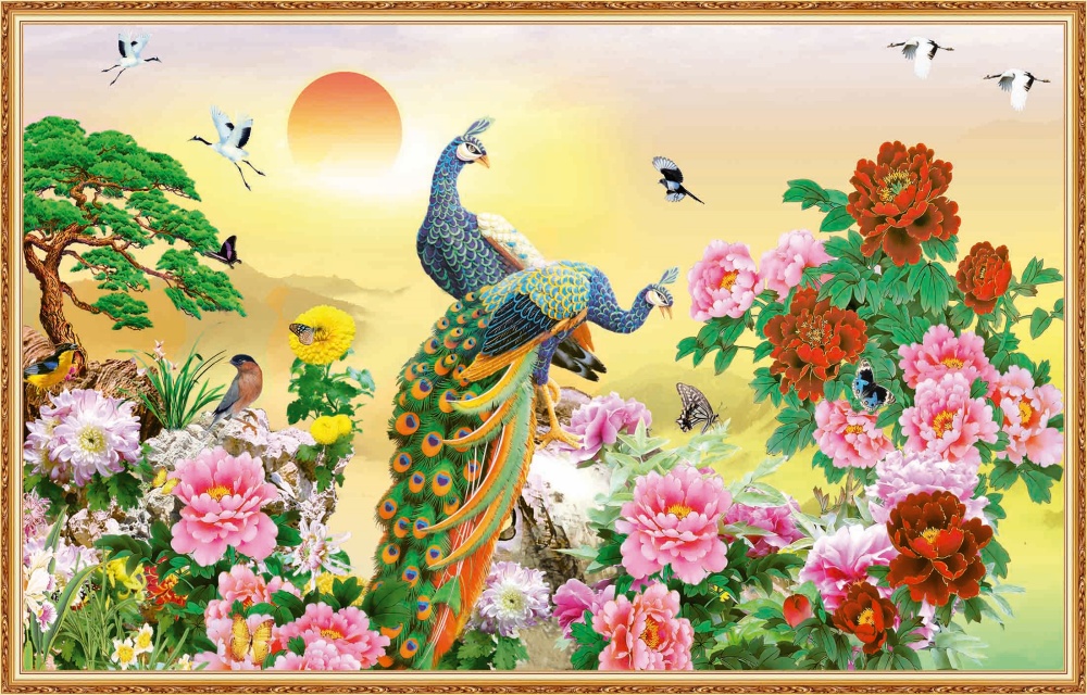 Tranh dán tường 3d con công