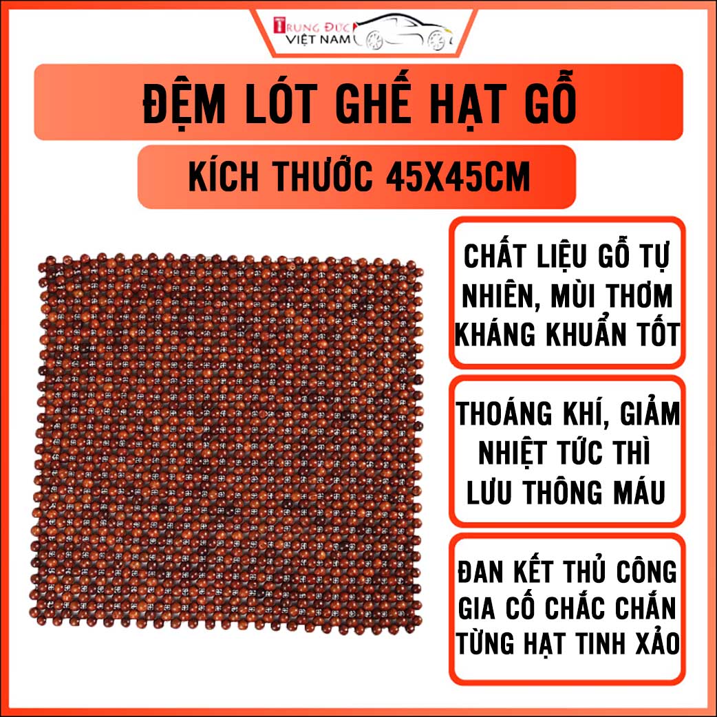 Tấm, miếng lót massage ghế xe ô tô, xe hơi, hạt gỗ tròn hương cao cấp TD01 - hàng chính hãng