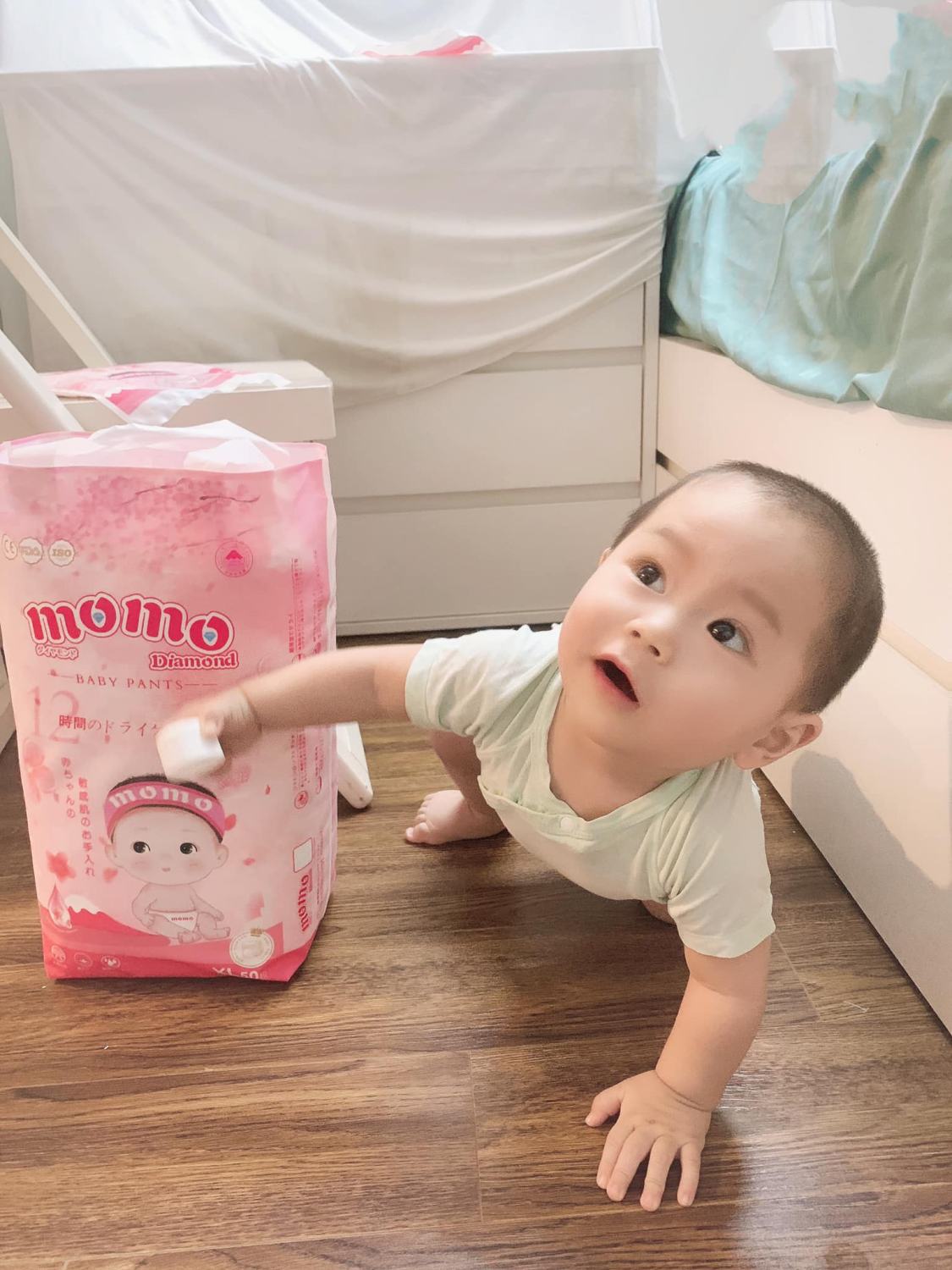 [Dùng Thử Là Ưng] Lẻ 1 Miếng Bỉm Tã Dán/Quần Momo DIAMOND (Tinh Chất Hoa Anh Đào Chống Hăm)