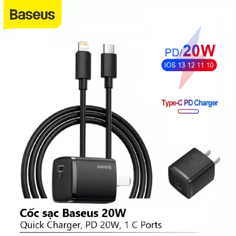 Củ Sạc Nhanh 20W BASEUS MINI USB C to Type C PD For iPhone 11/12 Prm/8plus...