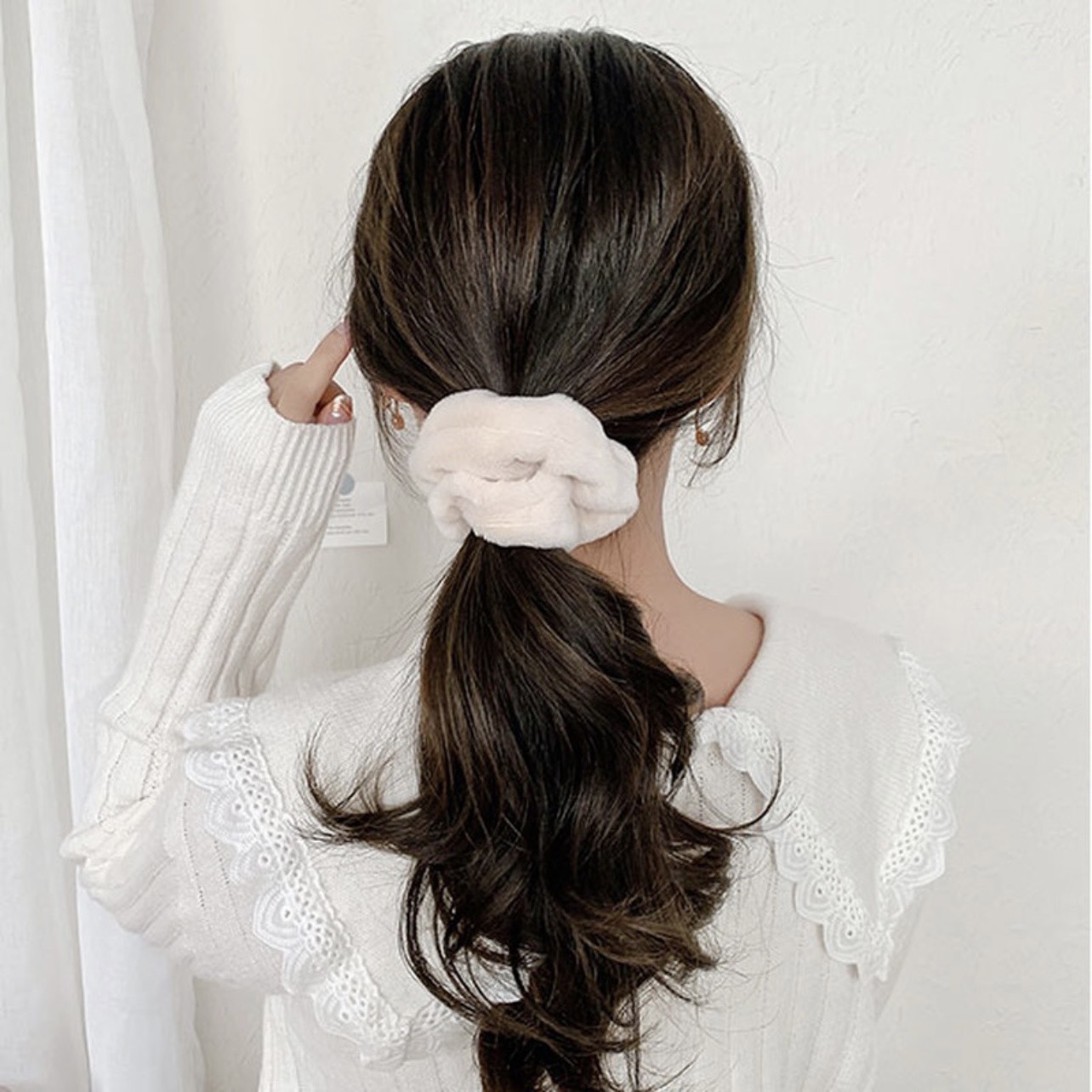 💚 𝑭𝑹𝑬𝑬𝑺𝑯𝑰𝑷 💚 Dây Cột Tóc Phối Lông Mềm Mại Cỡ Lớn Thời Trang Hàn Quốc