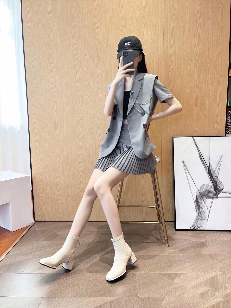 Giầy Bốt Nữ Gót Trụ Cao 7CM Hàng QCCC