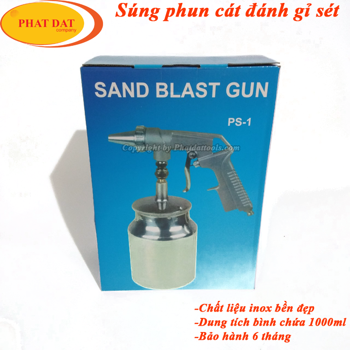 Sung Phun Cát Đánh Gỉ Sét Cầm Tay Có Bình Chứa 1000ml-Sung Phun Cát