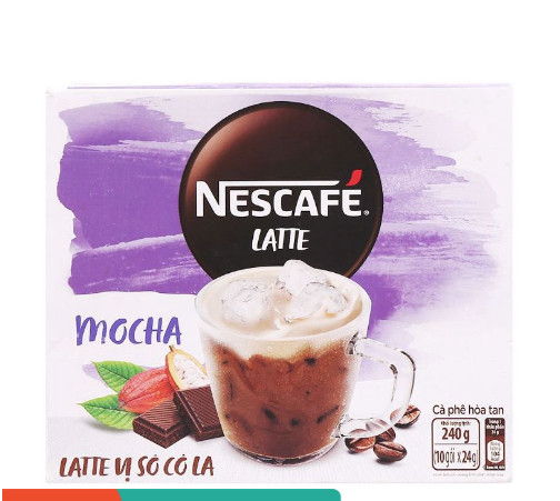 Cà phê sữa hòa tan NesCafe Latte vị Socola - Hộp 24g 10 gói