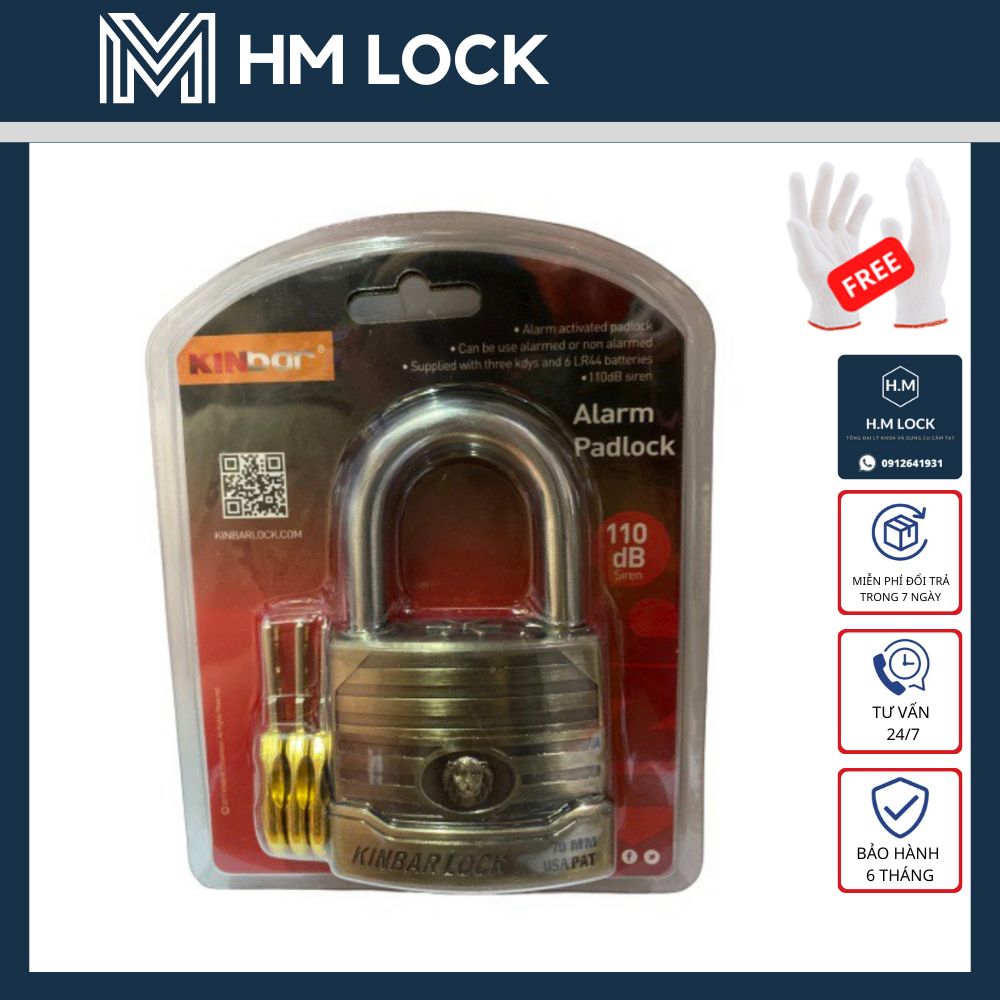 Ổ KHÓA BÁO ĐỘNG KINBARLOCK 70MM - CHUYÊN DÙNG KHÓA CỬA NHÀ, XE - HÀNG CHÍNH HÃNG CAO CẤP - HM LOCK