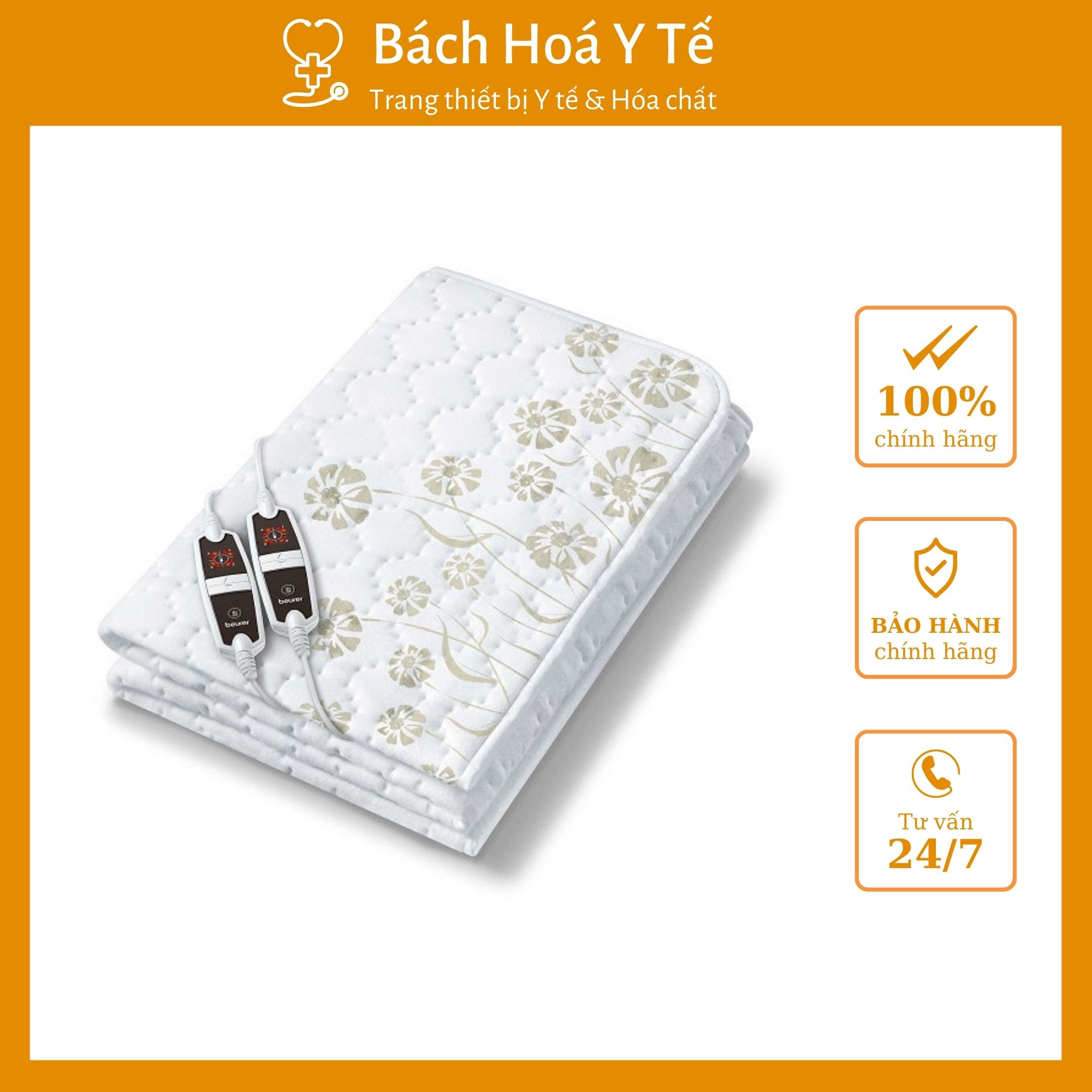 Đệm điện chính hãng Beurer UB68XXL, bảo hành 2 năm, 4 mức độ điều chỉnh, an toàn tuyệt đối.