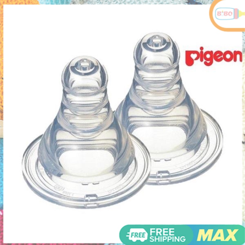 Núm ti silicone cổ hẹp Pigeon S / M / L combo2núm