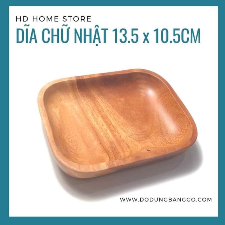 Dĩa chữ nhật gỗ xà cừ 13.5x10.5cm