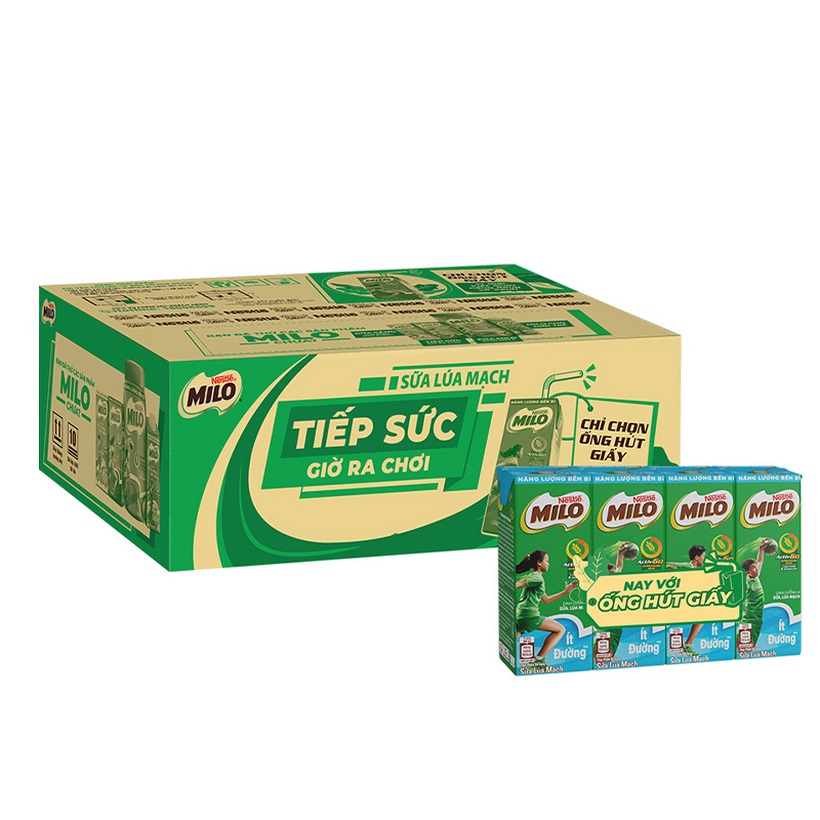 Thức uống lúa mạch Milo 180ml (thùng 48 hộp).Date mớí