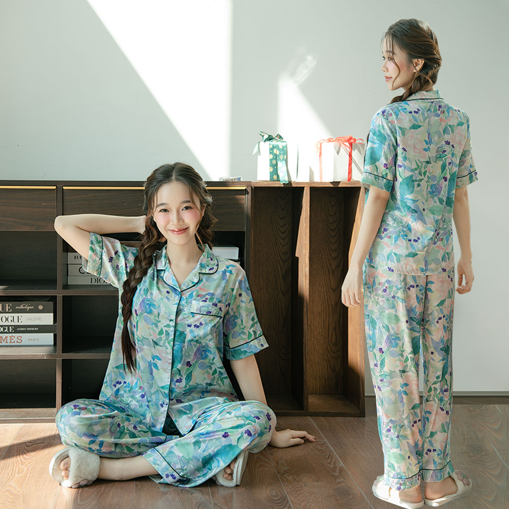 VIBES Đồ bộ Pijama dài Lụa Latin Jardin Long Py Set