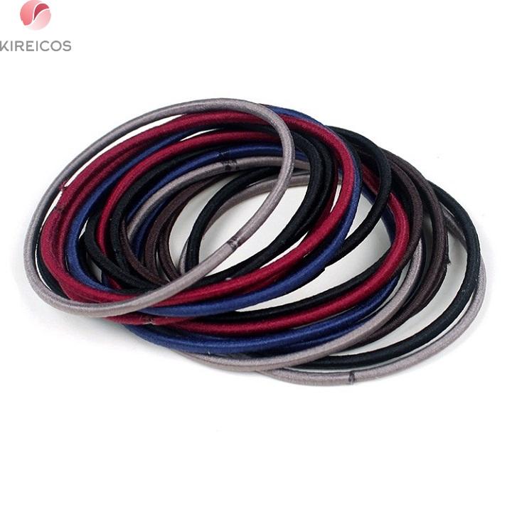Set 18 Dây Cột Tóc Buộc Tóc Trơn Mỏng Nhiều Màu