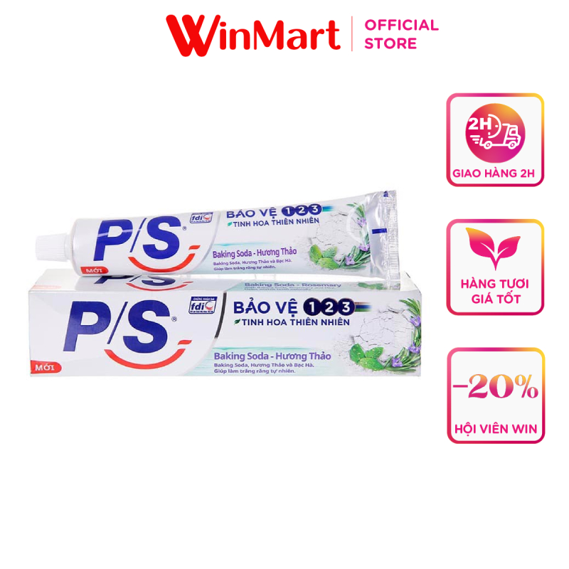 -Kem đánh răng P/S baking soda và hương thảo 180g