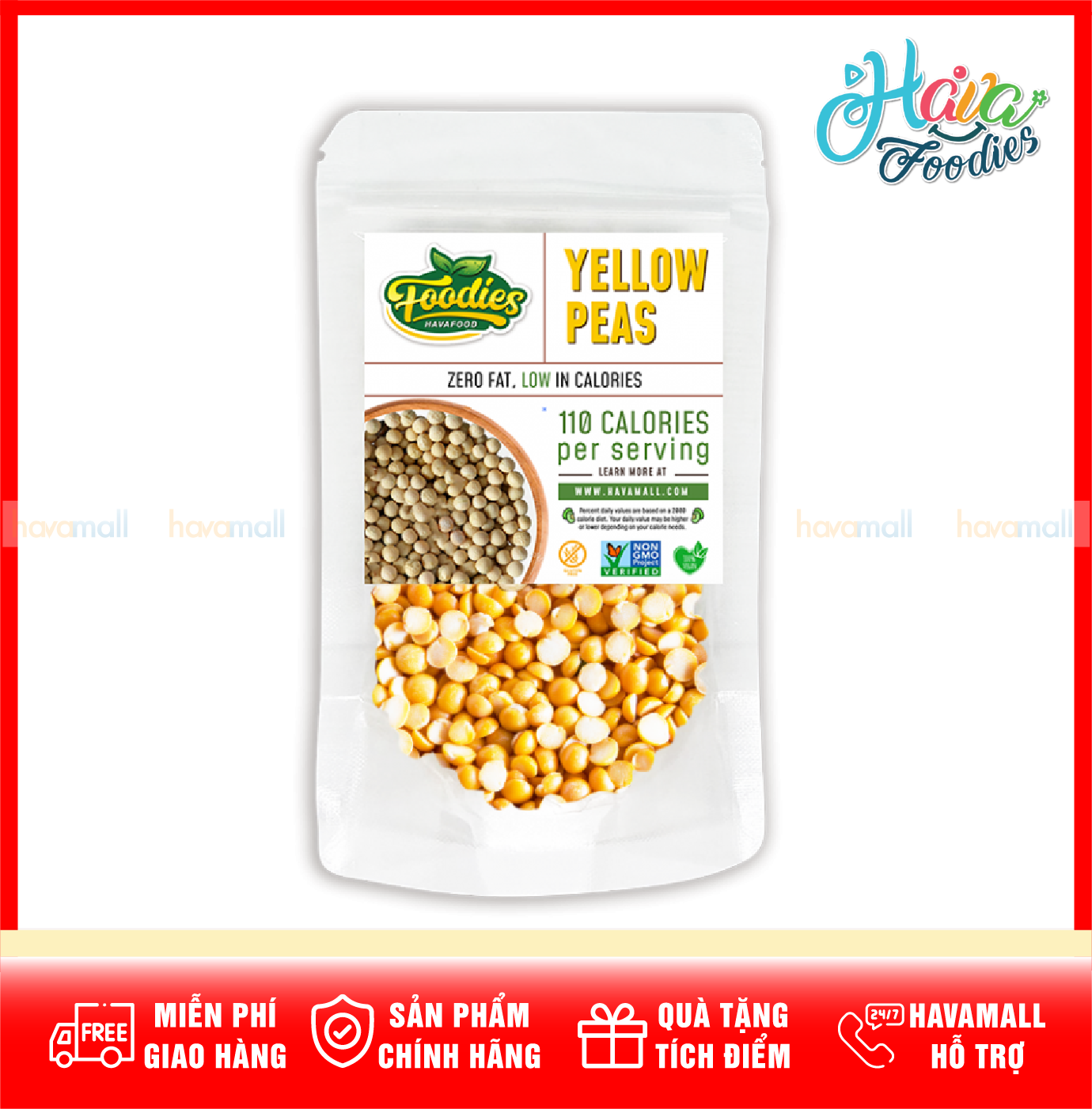 Đậu hà lan vàng tách đôi havafoodies 200gr