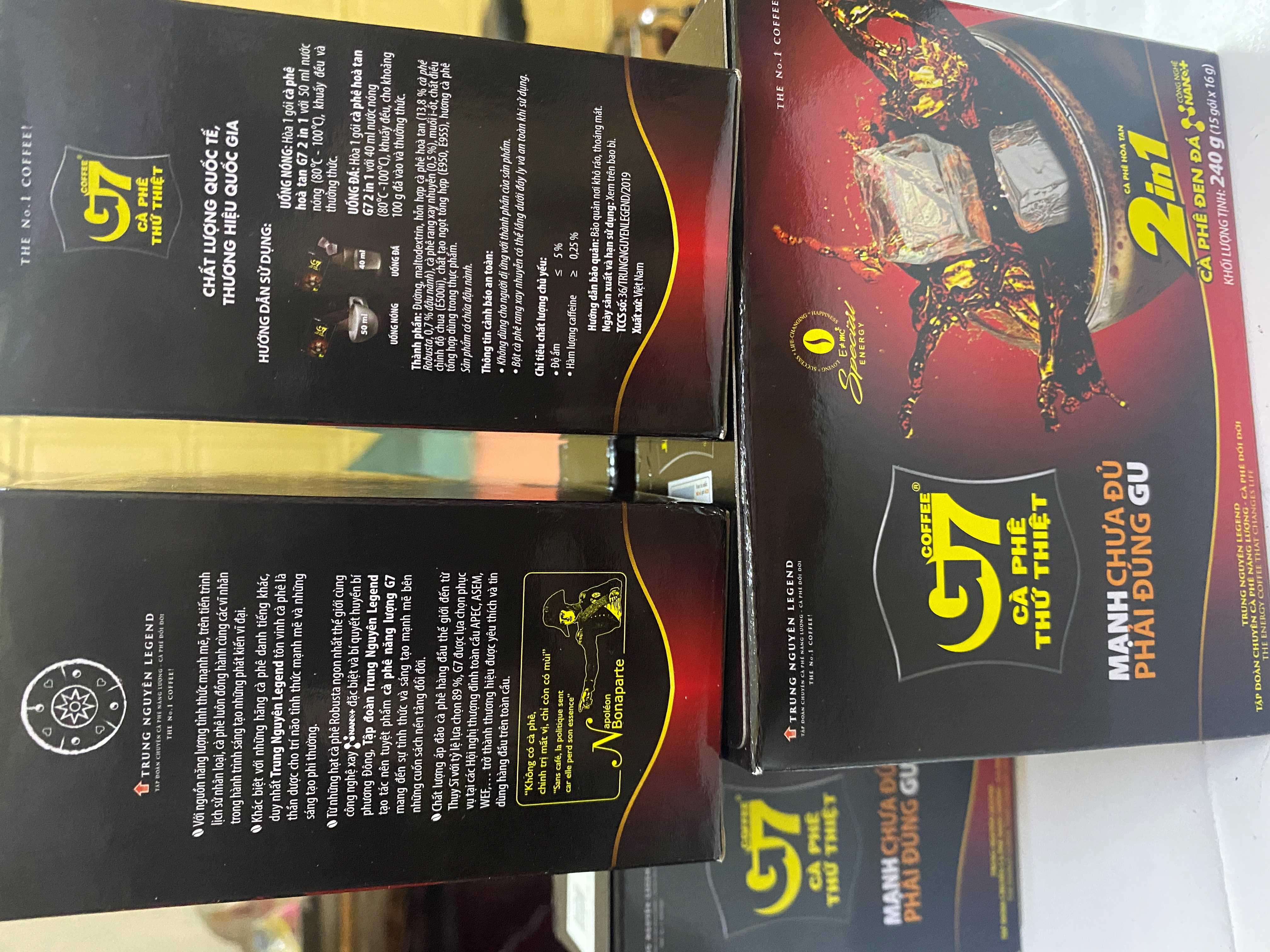 CÀ PHÊ  HÒA TAN ĐEN ĐÁ G7 Hộp 240g (15 gói x 16g)