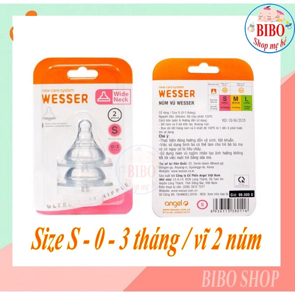 Bình sữa Wesser cổ rộng 180ML/260ML Nhựa PP an toàn cho bé