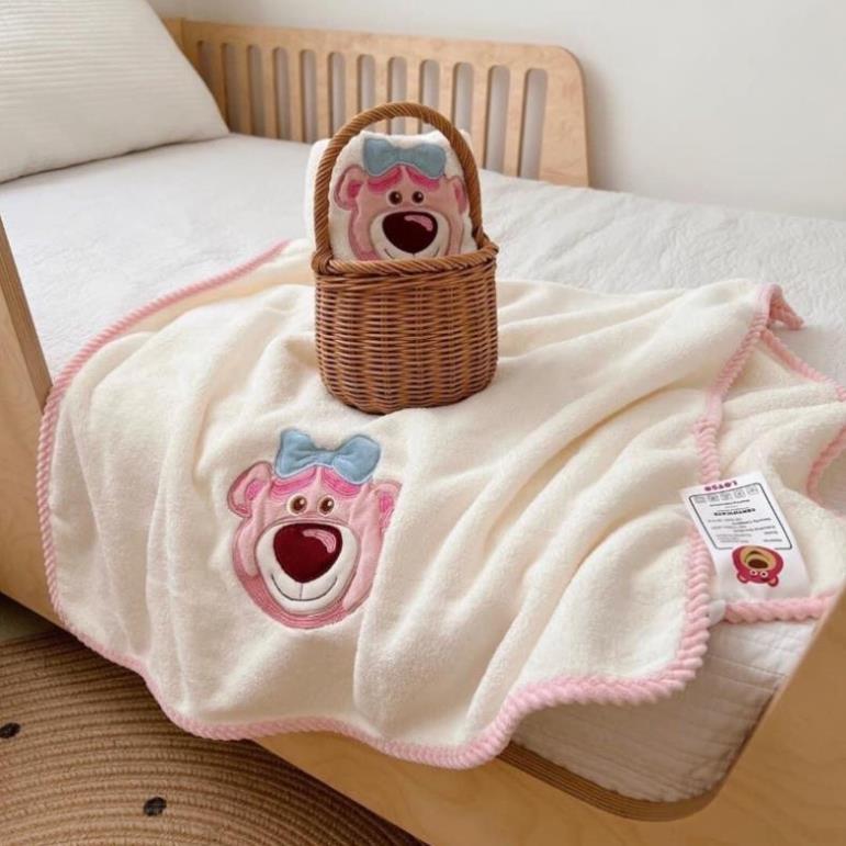 Set 2 Món Khăn Tắm + Khăn Mặt Gấu Hồng