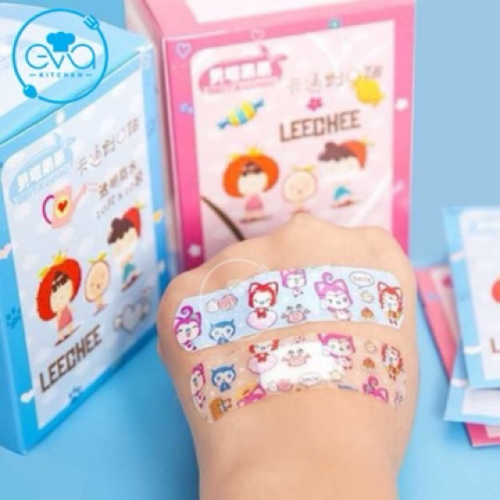 Combo 20 Miếng Băng Keo Cá Nhân Hoạ Tiết Hoạt Hình Trong Suốt Và Màu Cute Bandages