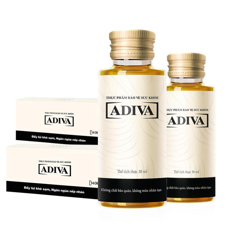 [HCM]Collagen Adiva dạng nước đẩy lùi khô sạm ngăn ngừa nếp nhăn hiệu quả (Hộp 14 lọ x 30ml)
