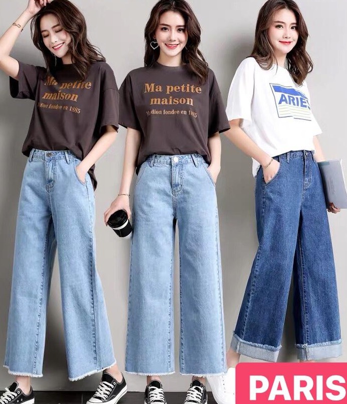 QUẦN JEAN BAGGY NỮ CHẤT BÒ XANH BIỂN NHẠT ỐNG RỘNG LOE LƯNG CAO NÂNG MÔNG TREND MỚI PR-6713 CAO CẤP - PARIS FASHION