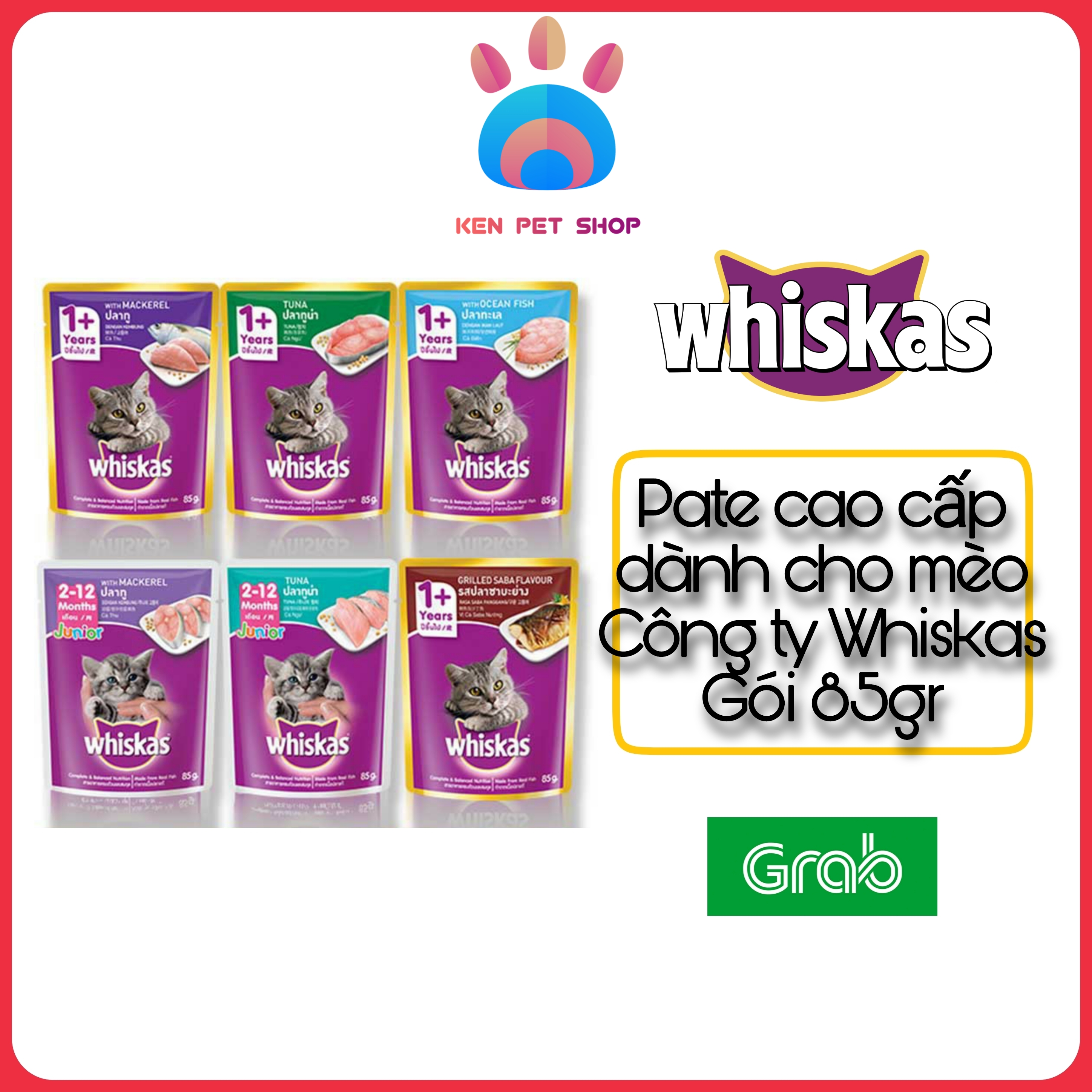 [PATE WHISKAS] [85GR] Pate cao cấp cho mèo gói 85gr - Đủ mùi vị.