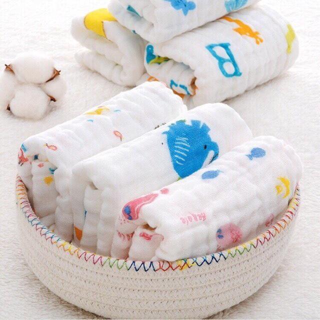 Khăn xô rửa mặt cho bé 30*30 cm xuất nhật 6 lớp