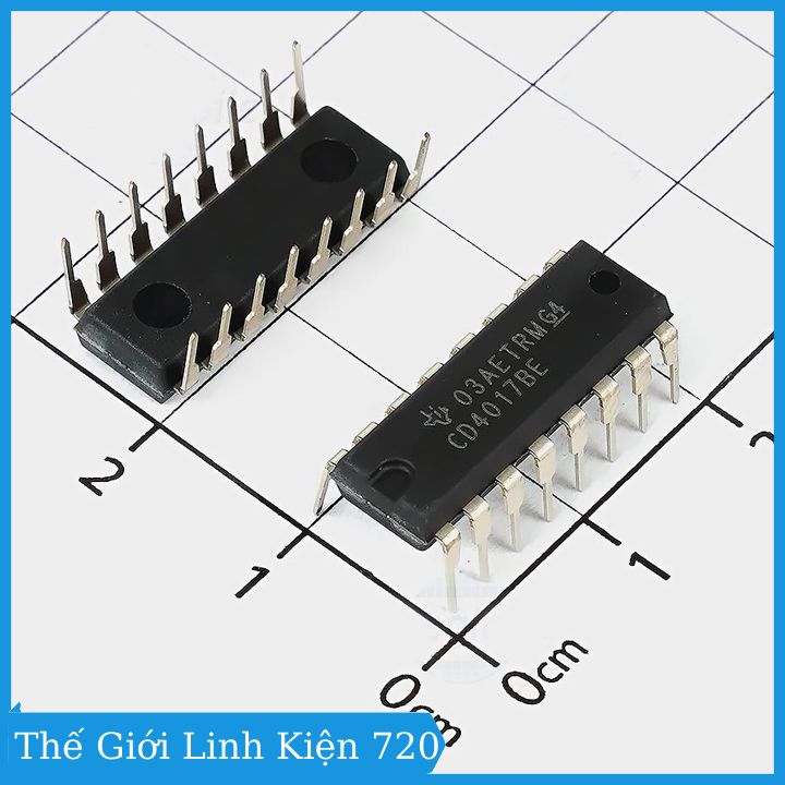 IC đếm thập phân CD4017 chân cắm DIP16 / chân dán SOP16