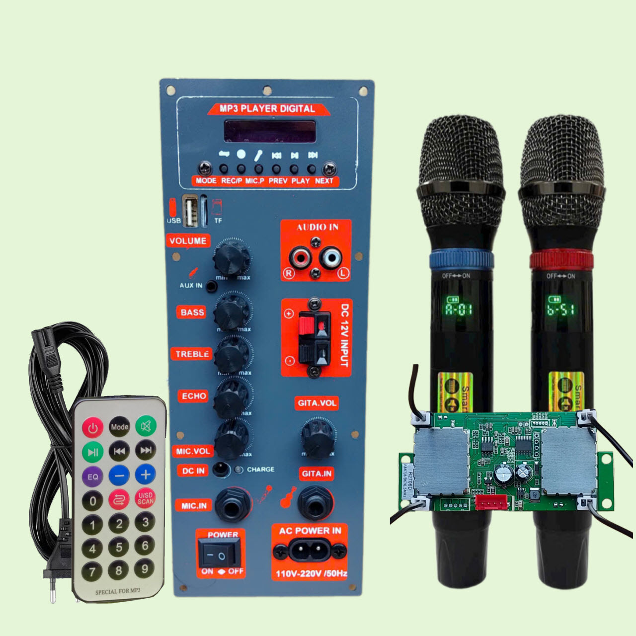 Mạch loa kéo HA8622 nguồn xung kèm micro