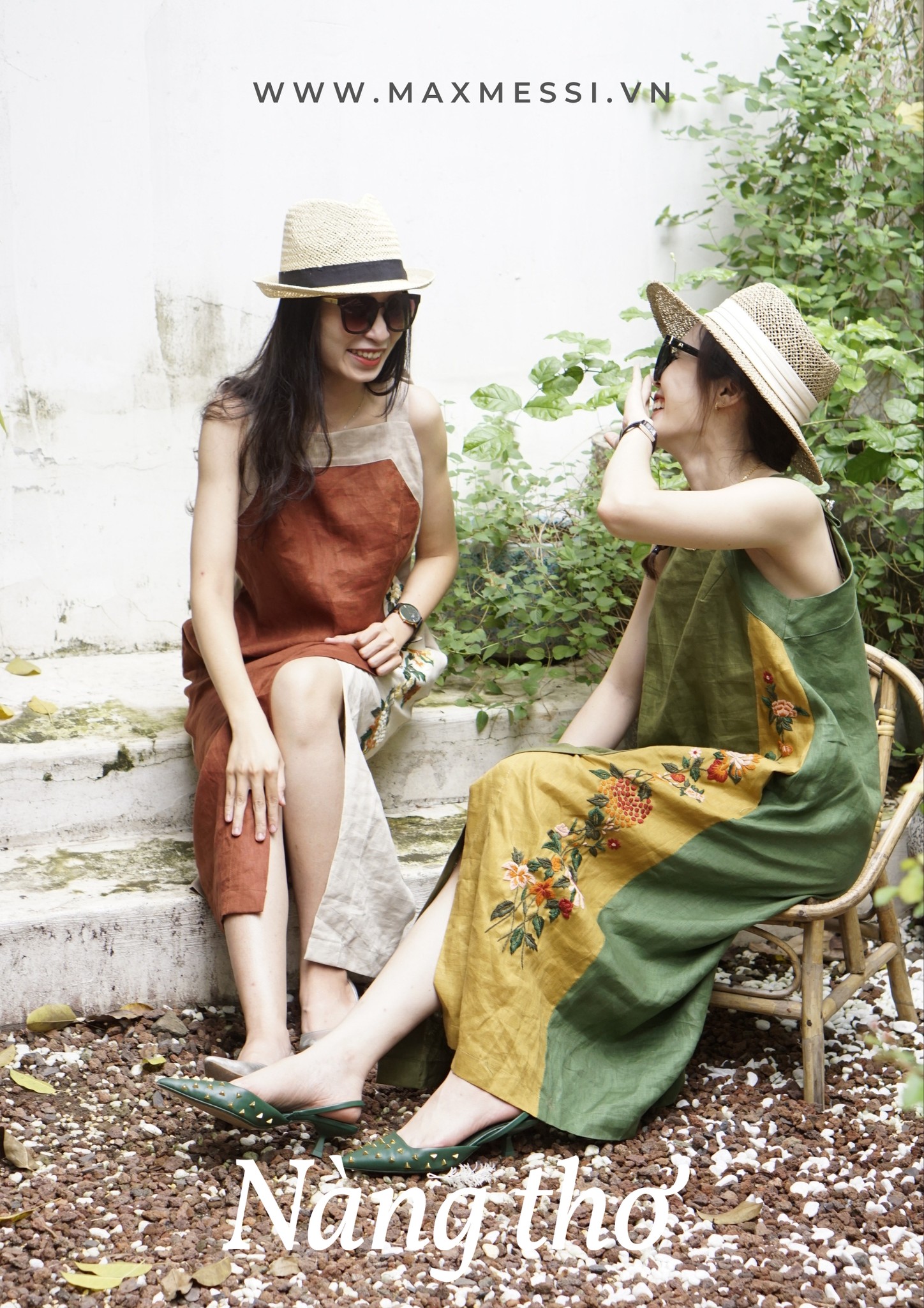 Đầm linen phối màu thêu tay SAHARA- MaxMessi