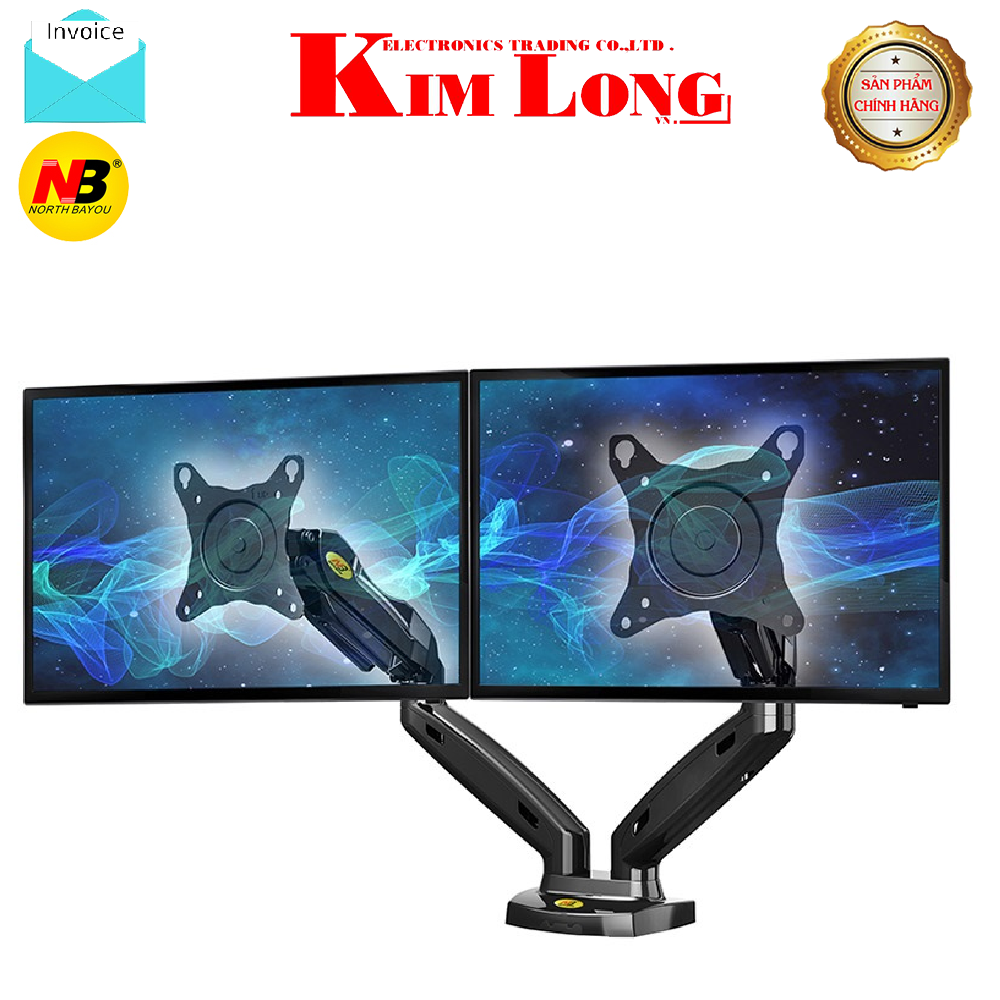 BÁO GIÁ Man Hinh 17inch | Shopee Lazada Sendo Tiki mới nhất 38 Giá khung treo North Bayou NB-F160 (17inch - 27inch ) tải trọng 9kg- Treo 2 màn hình máy tính- Hàng chính hãng