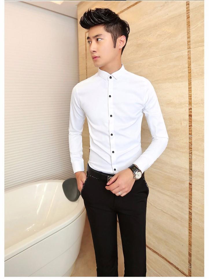 [HCM]Áo sơ mi nam Navi body vải lụa mịn co dãn