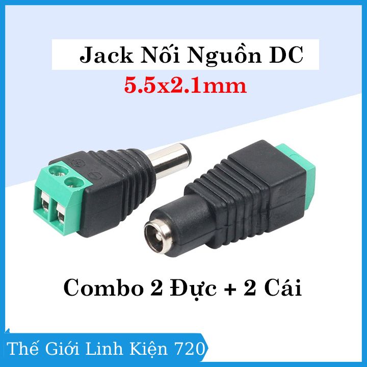 Bộ 4 chiếc jack nối nguồn dc đực cái 5.5x2.1mm