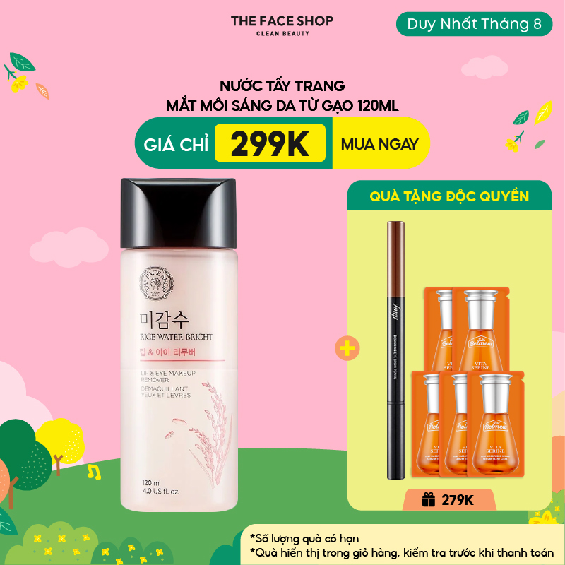 Nước Tẩy Trang Mắt Môi Thefaceshop Rice Water Bright Lip&Eye Makeup Remover 120ml