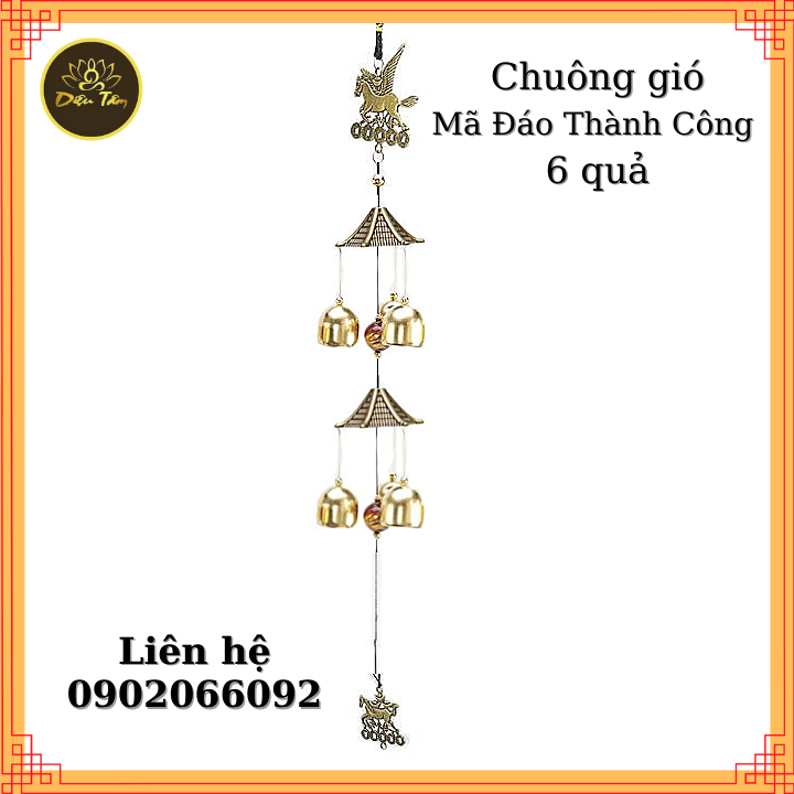 (Chọn mẫu) Chuông gió thanh kim loại 6 quả, 3 quả hoá giải năng lượng xấu - Hợp kim đồng