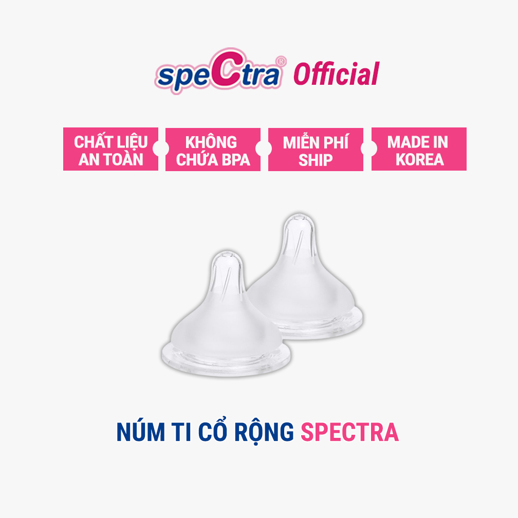 Núm Ti Cổ Rộng Spectra - Lỗ Khí Kép Chống Đầy Hơi, Hàng Chính Hãng (02 Chiếc/ Set)