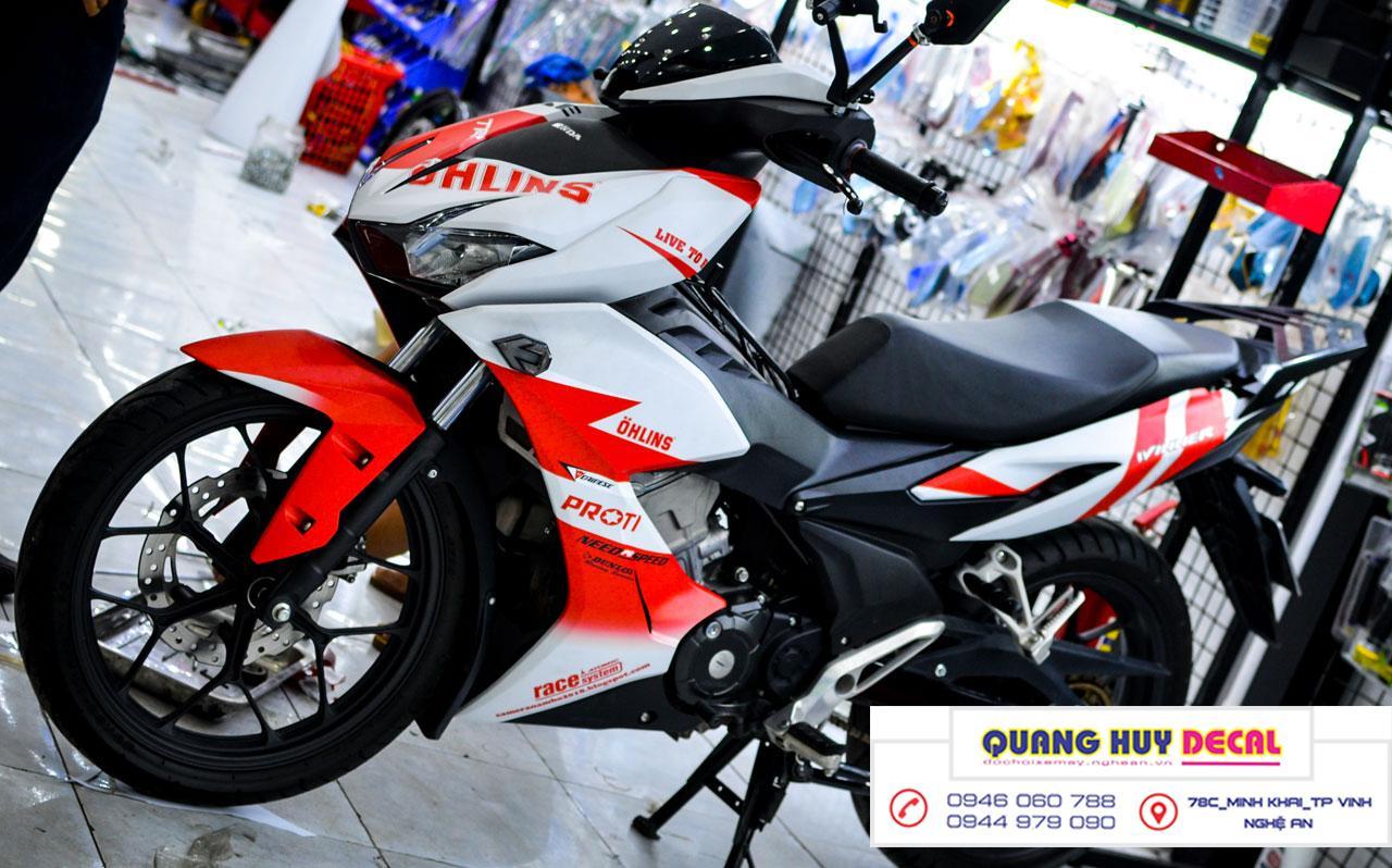 Tem trùm xe máy WINNER X trắng đỏ - làm tem xe máy WINNER X theo yêu cầu - Tem xe máy WINNER X rẻ đẹp và chất