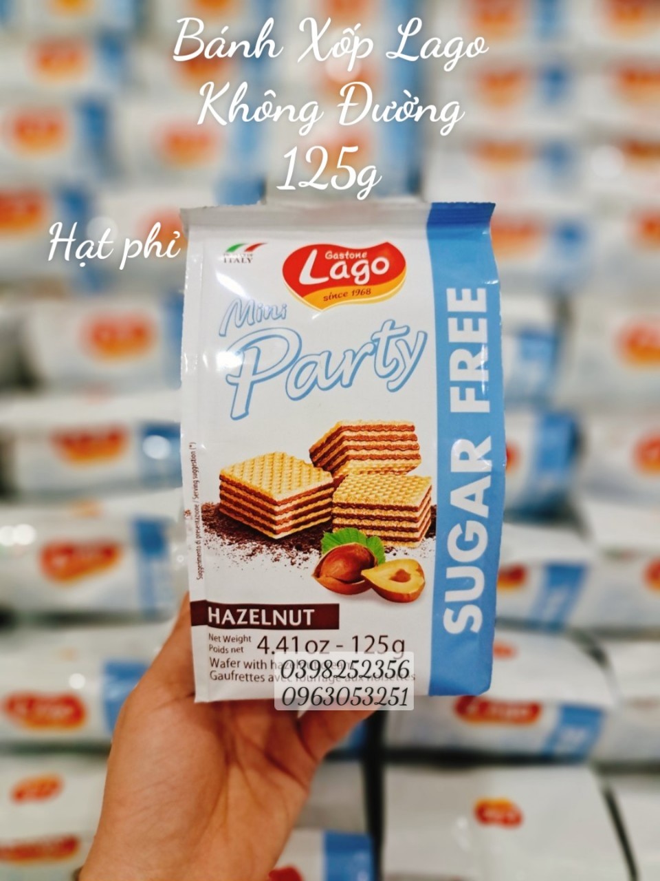 Bánh Xốp Mini Lago SUGAR FREE dành cho người tiểu đường 125g ( hạt phỉ)