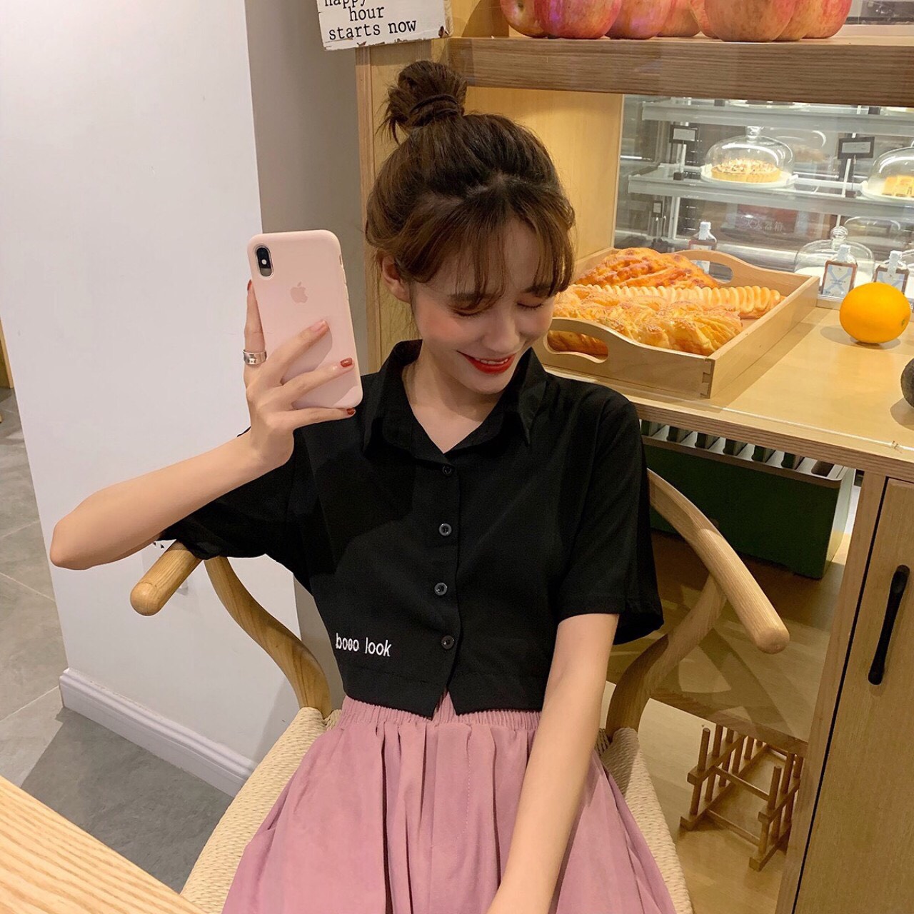 Áo croptop kiểu dáng sơ mi siêu đẹp