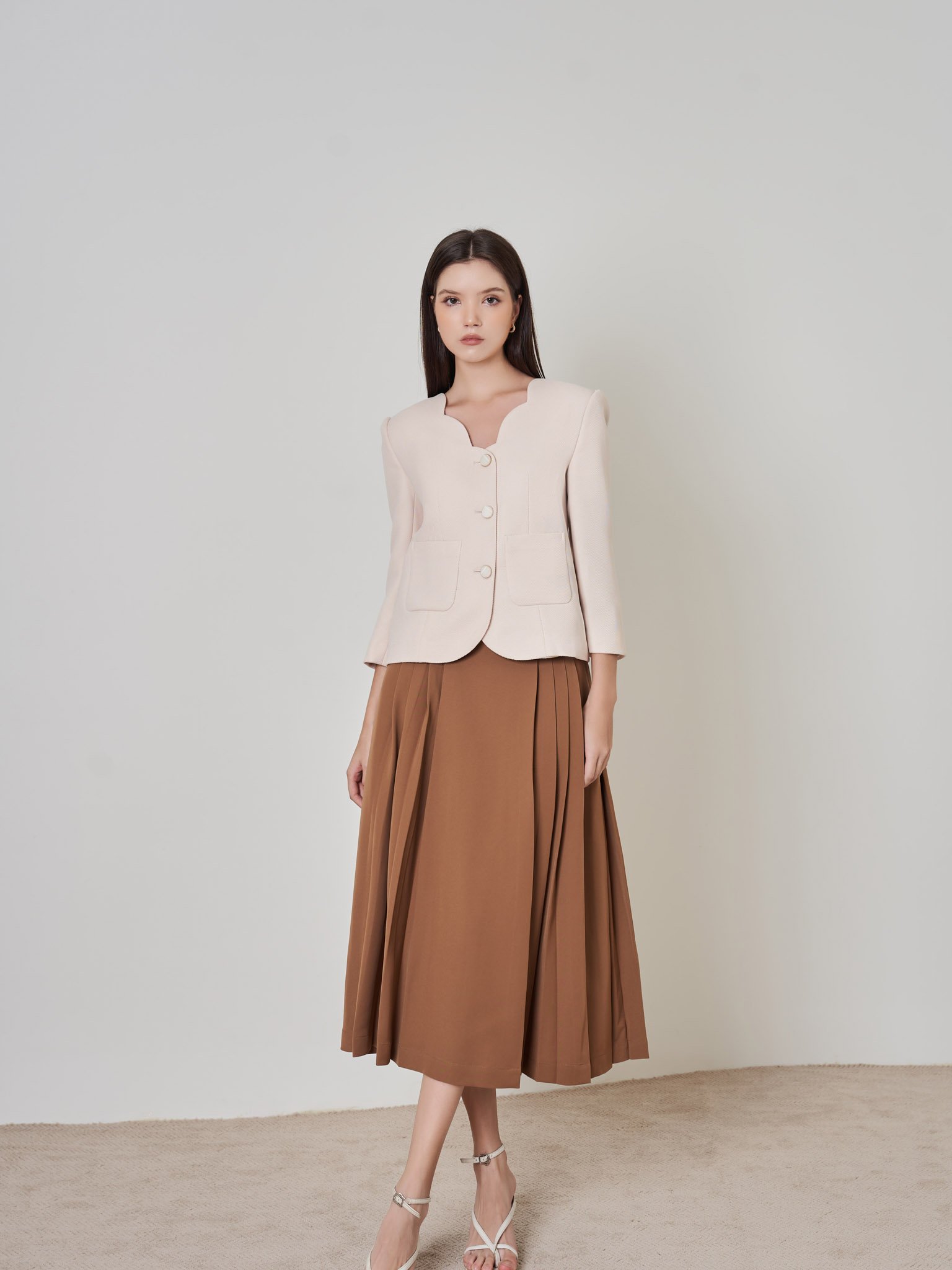 D.CHIC Áo khoác cổ lượn 2 túi ốp MS: 161665