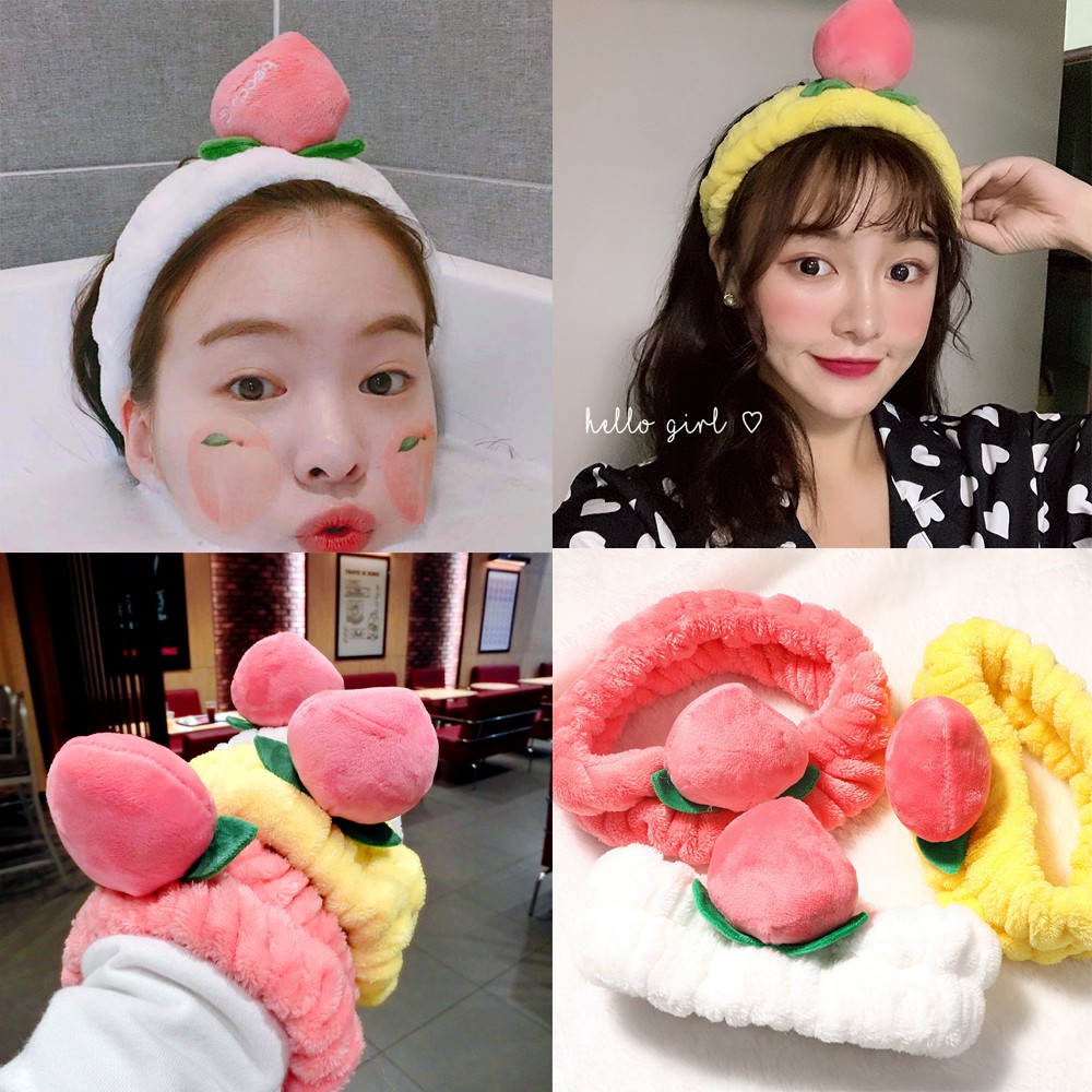 [HCM]Băng Đô Nhung Trái Đào Siêu Cute Đáng Yêu