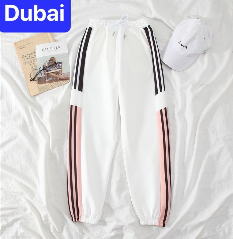 QUẦN JOGGER THỂ THAO HIPHOP NAM NỮ 3 SỌC HỒNG HOT CHẤT NỈ DÀY DA CÁ TREND - DUBAI FASHION