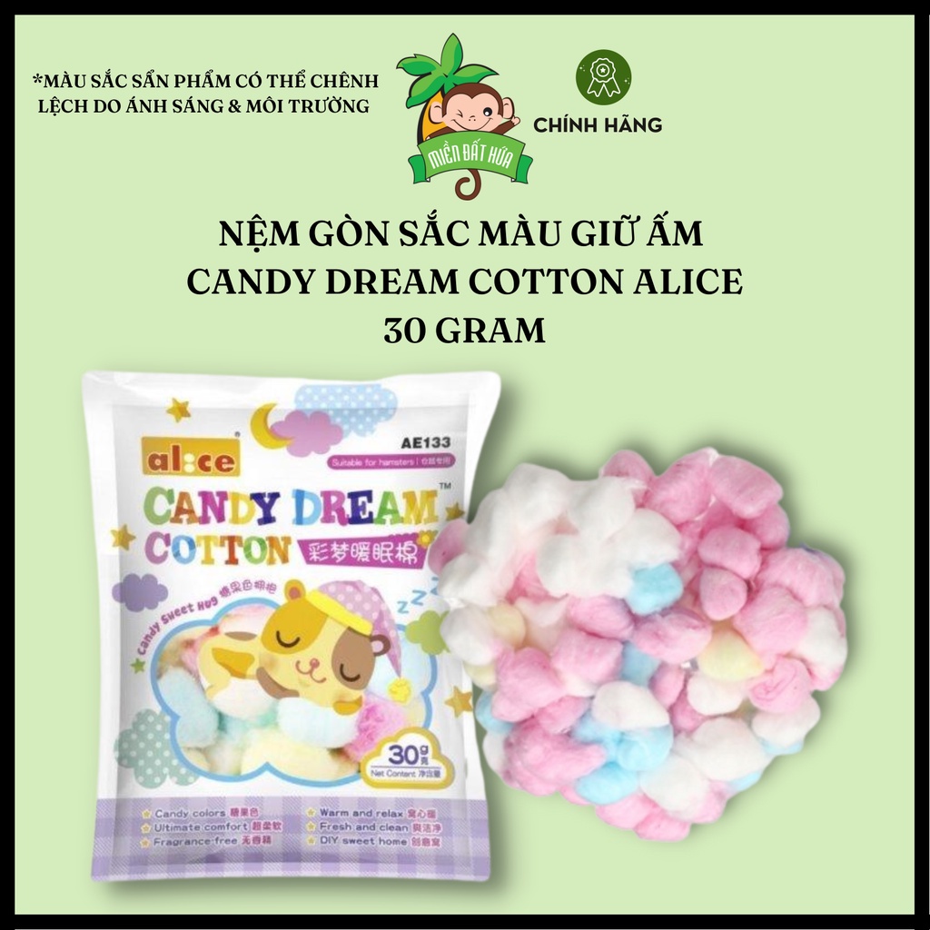 Lót chuồng Hamster - Nệm bông gòn cotton giữ ấm sắc màu Alice 30 gram cho hamster