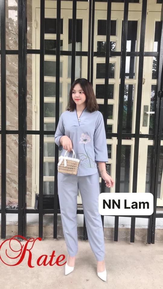 Đồ đi chùa truyền thống-mẫu nút ngọc -vải kate không co dãn-chuyên sỉ đồ lam giá gốc