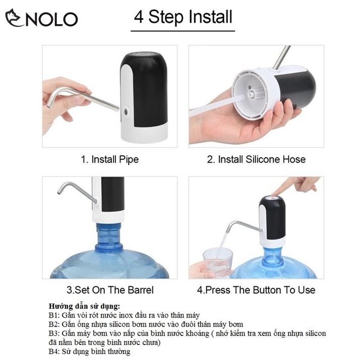 Máy Bơm Nước Mini Tự Động Cho Bình Nước Khoáng Nguồn Pin Sạc