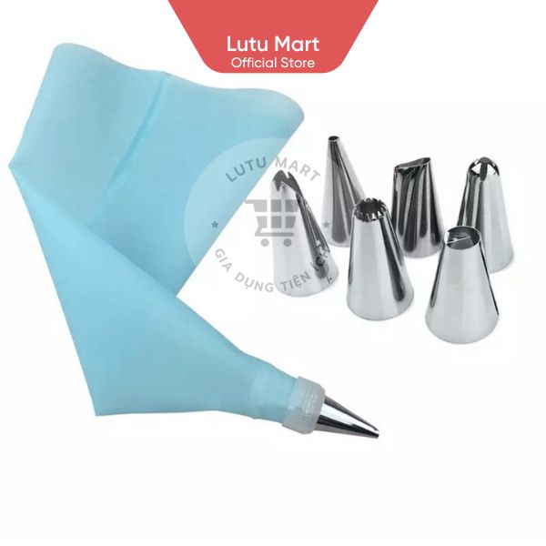 Bộ Đui 6 Chiếc Kèm Chốt + Túi Bắt Kem Silicon -  Lutu Mart