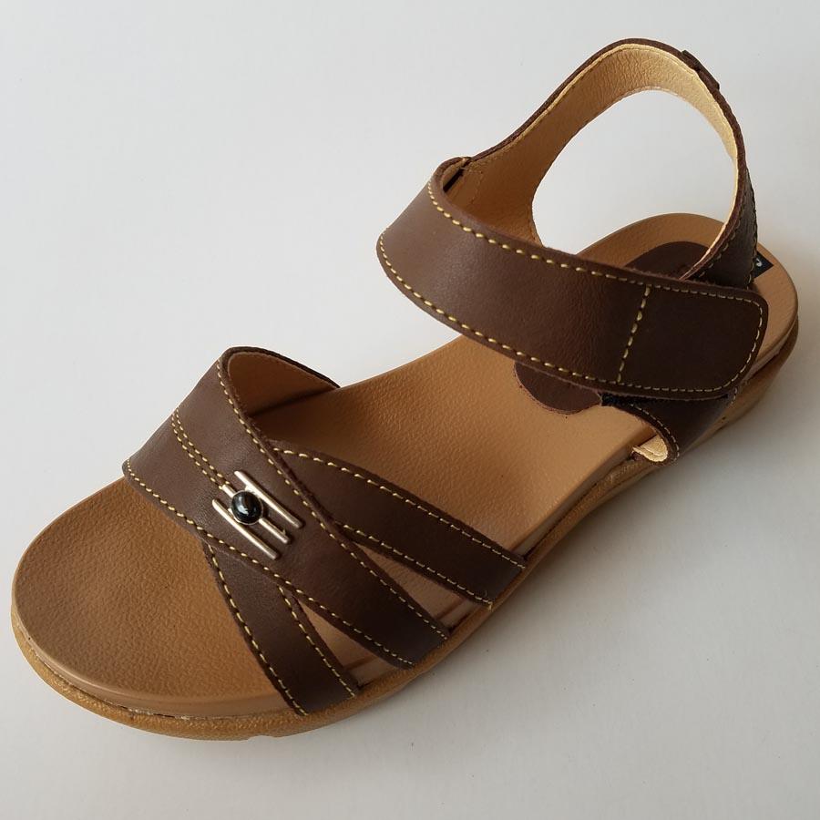 Giày Sandal Nữ Đế Thấp BIGBEN Da Bò Thật Cao Cấp
