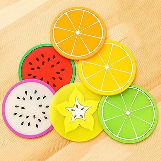 Combo 4 Miếng Lót Ly Chén Cốc Silicon Hình Trái Cây Độc Đáo