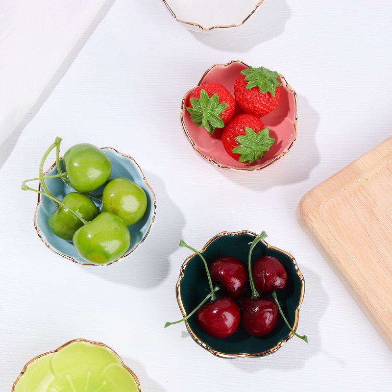Chén sứ đựng nước chấm, bát đĩa sứ decor phong cách hoa đào Nhật Bản
