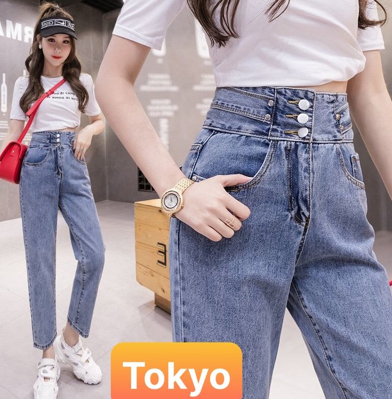QUẦN JEAN BAGGY NỮ CHẤT BÒ XANH 3 CÚC DÂY LƯNG CAO NÂNG MÔNG NHẬT BẢN NEW T-396 CAO CẤP TOKYO FASHION