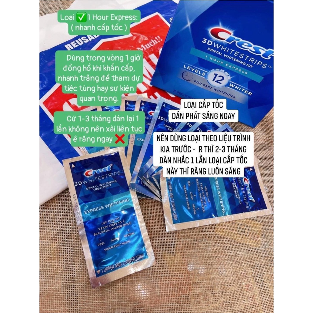 Miếng dán trắng răng Crest 3D Professional White levels 12 whiter (LẺ MIẾNG)